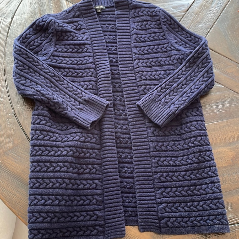 Talbots Open Front Navy Cardigan XS